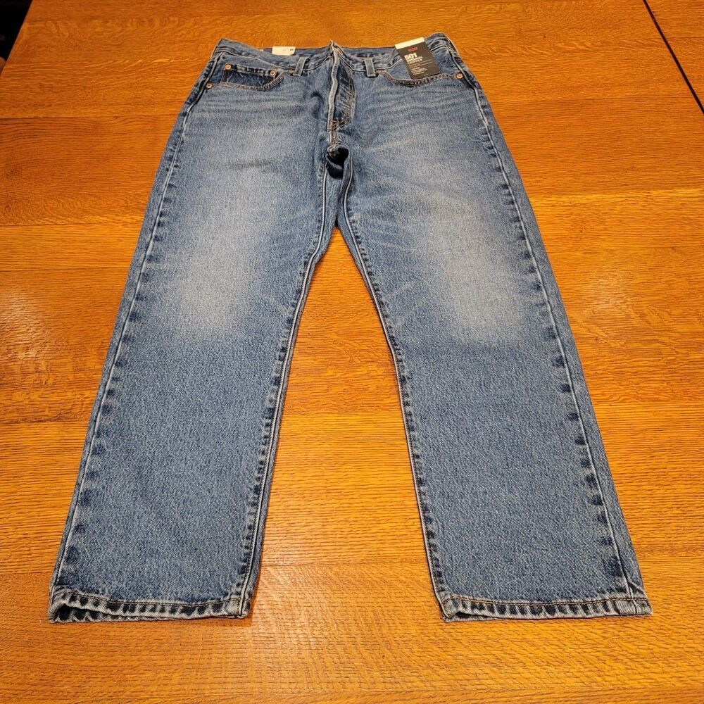 Levis 501 Original Cropped Premium Denim Jeans 32x28 Blue NWT